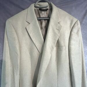 Jos A‎ Bank Sport Coat Jacket Suit Blazer Men 44R 100% Silk Beige 2-Btn